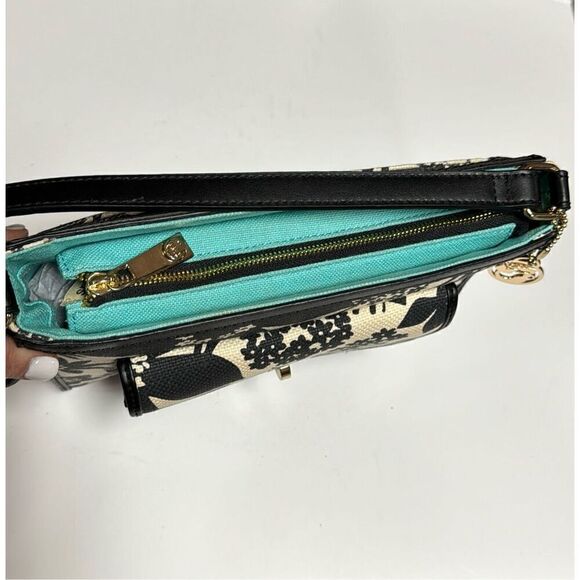 Spartina 449 Daufuskie Island Black & Cream Linen Floral Bag - Picture 8 of 12